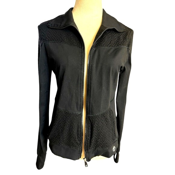 Trina Turk Recreation Womens Small  Black Full Zip  Athletic Thumb Hole Jacket - Picture 3 of 10